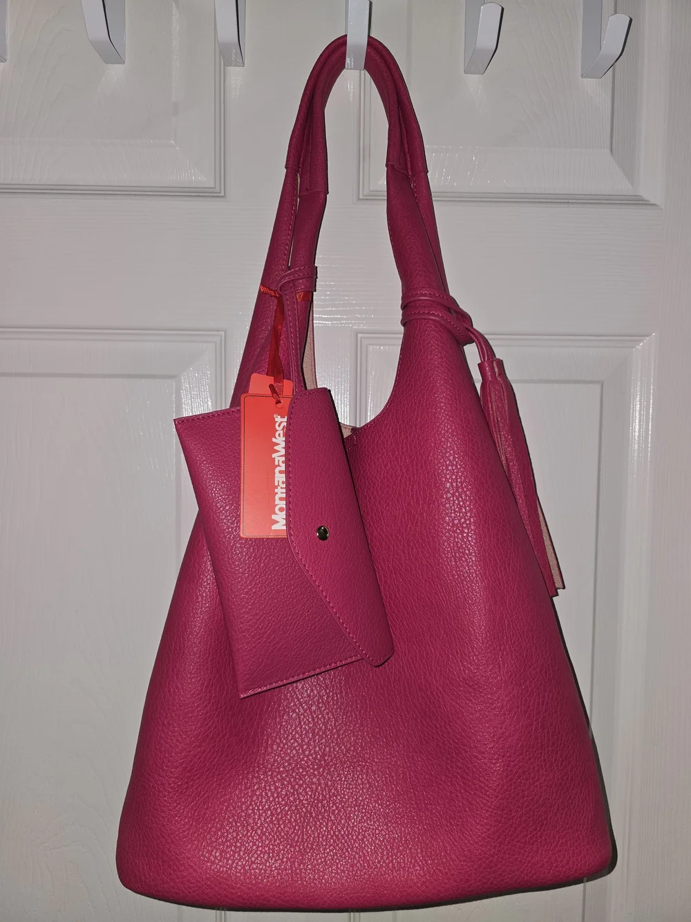 Montana West Hot Pink Hobo Purse with Matching Wallet